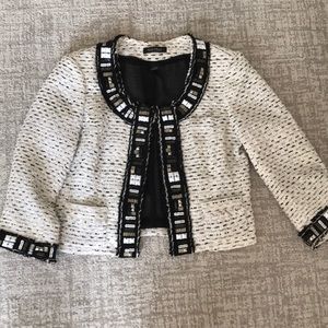 Black and white jacket with jewel border